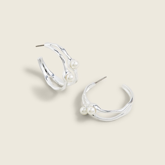 J. Crew Jewelry - New JCREW Drifting Pearls Hoop Earrings